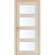 Roble interior inacabado chapada puerta vidrio madera compuesto